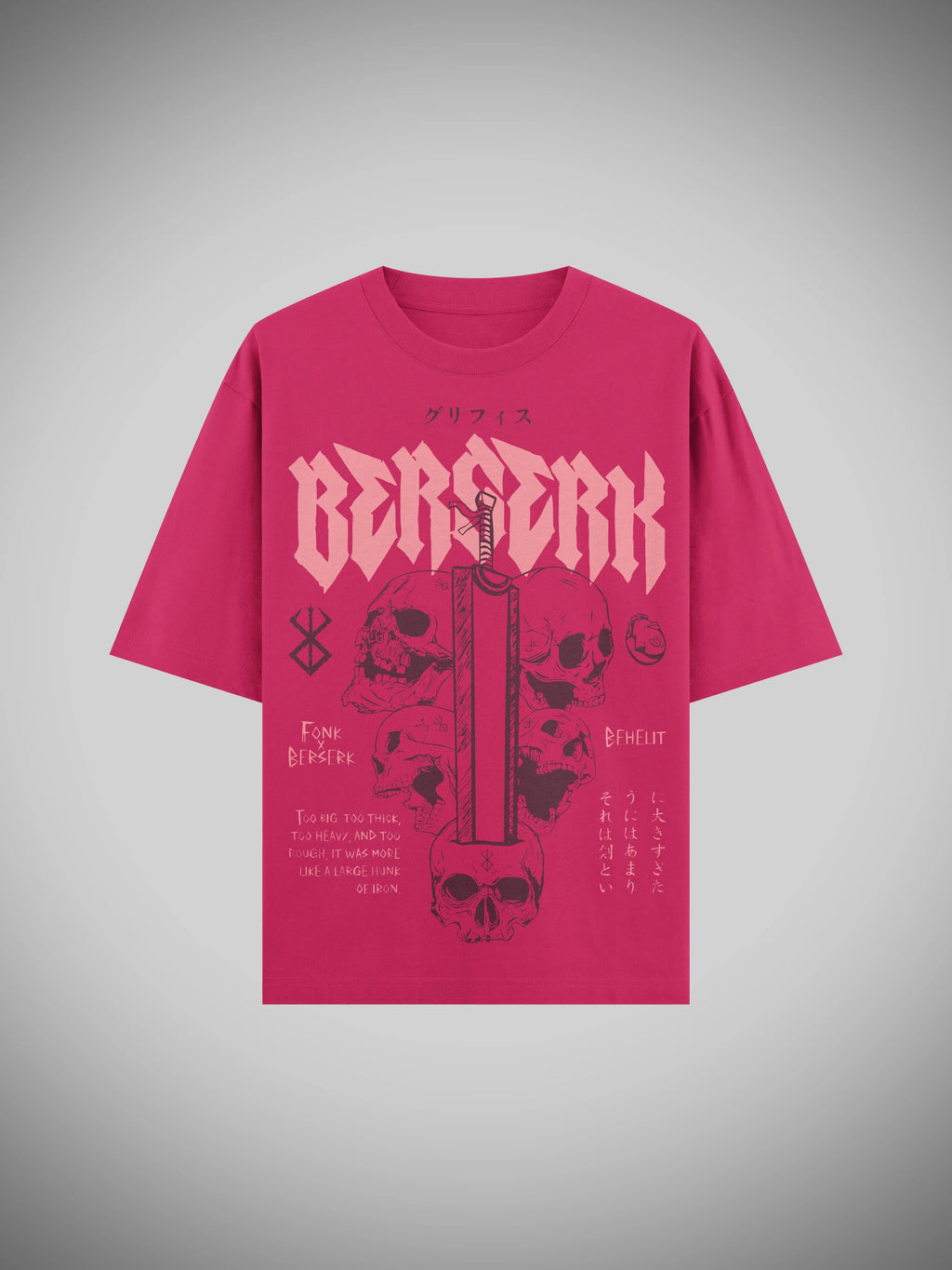 Berserk Guts Pink Oversized T-Shirt